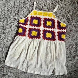 Crotchet Granny Square Hippie Indie Summertime Cottage Fairy Core Artistic Tank